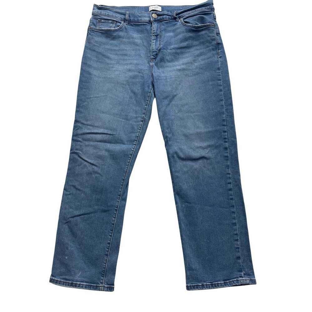 LOFT Outlet Straight Jeans Womens 12 Blue High Rise Stretch Denim Casual